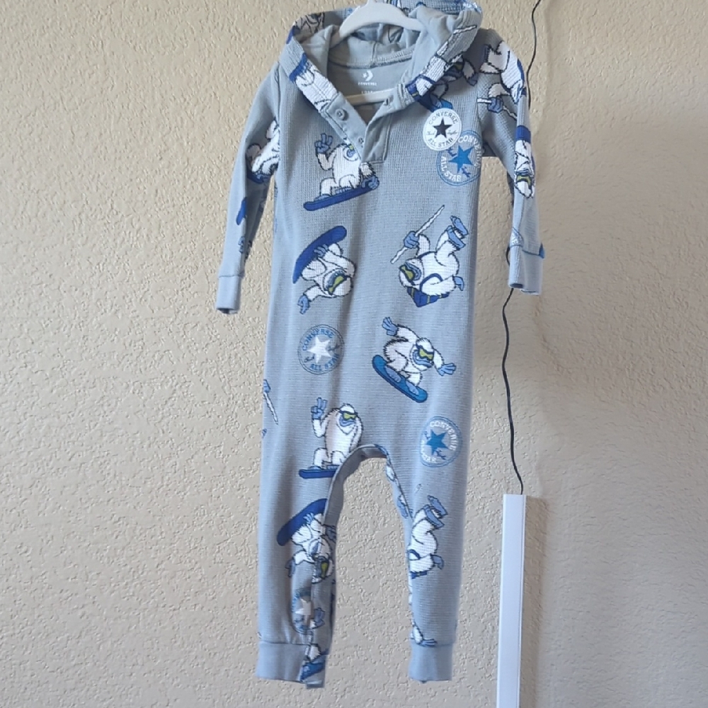Kids Gray and Blue One Piece Footie